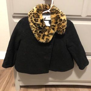 Janie and Jack black leopard fur coat